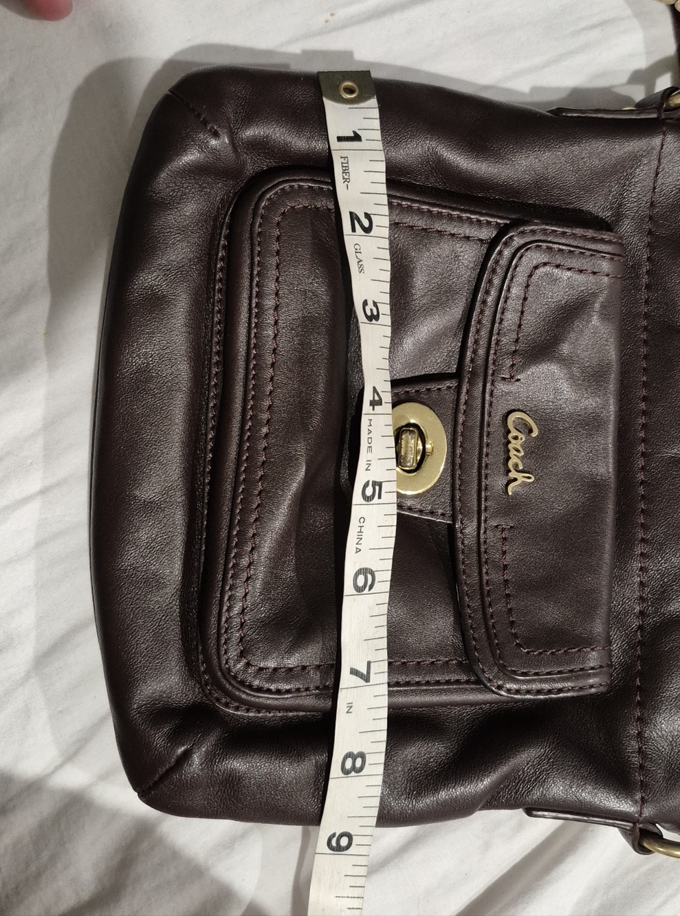 Coach Dark Brown Leather Crossbody with Gold Turnlock - Picture 4 of 6